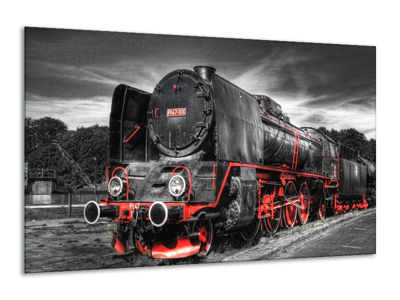 Glas schilderij Trein | Zwart, Rood, Wit | 120x70cm 1Luik