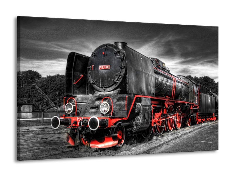 Glas schilderij Trein | Zwart, Rood, Wit | 140x90cm 1Luik