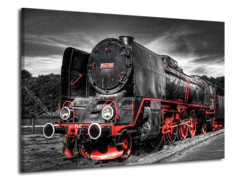 Glas schilderij Trein | Zwart, Rood, Wit | 70x50cm 1Luik