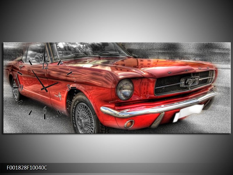 Klok schilderij Mustang | Rood, Zwart | 100x40cm 1Luik
