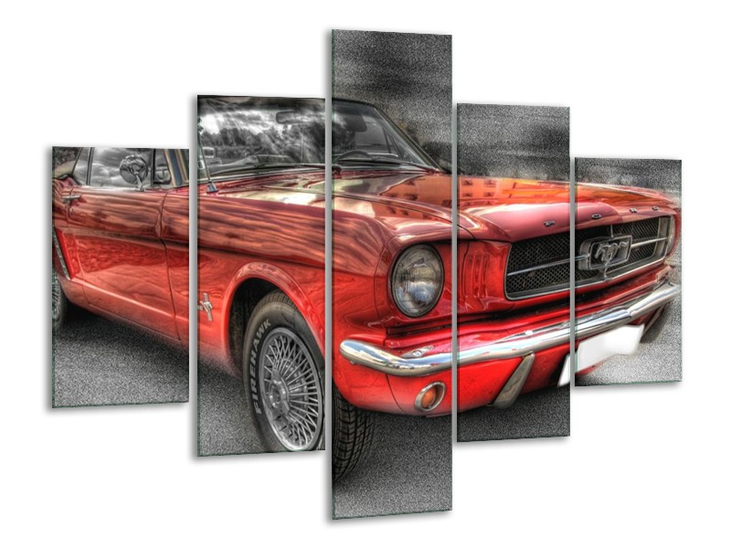 Glas schilderij Mustang | Rood, Zwart | 100x70cm 5Luik