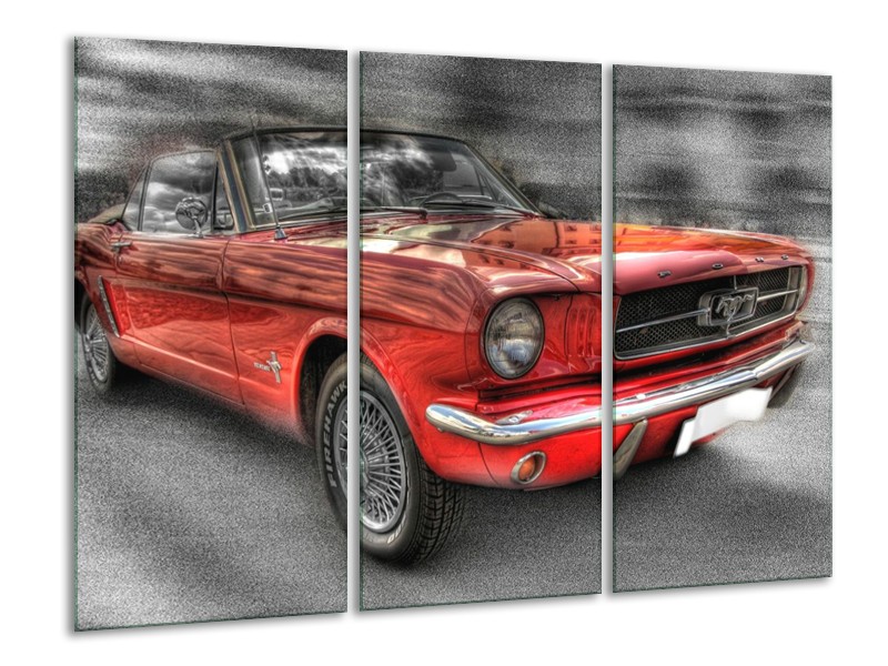 Glas schilderij Mustang | Rood, Zwart | 120x80cm 3Luik