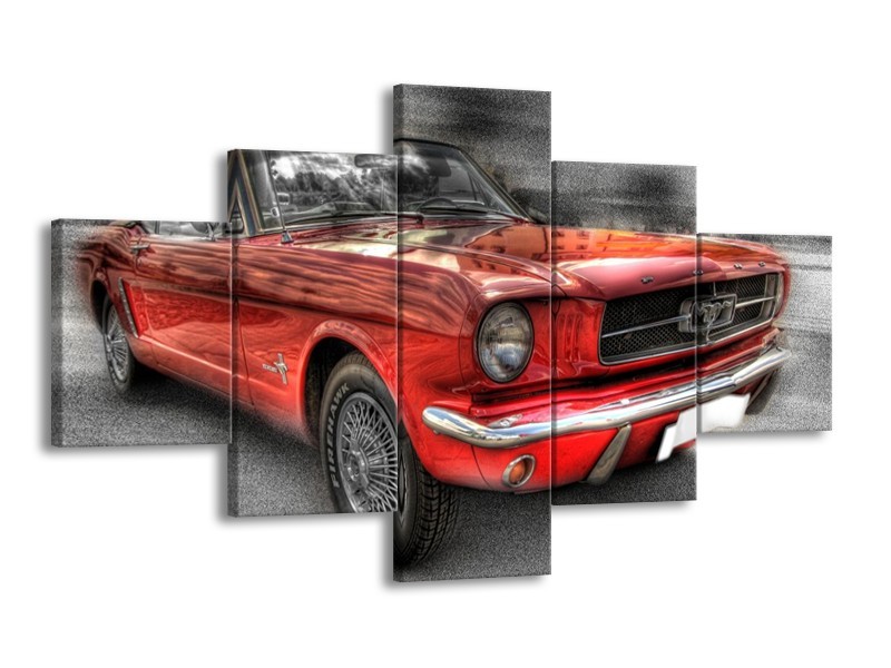 Glas schilderij Mustang | Rood, Zwart | 125x70cm 5Luik