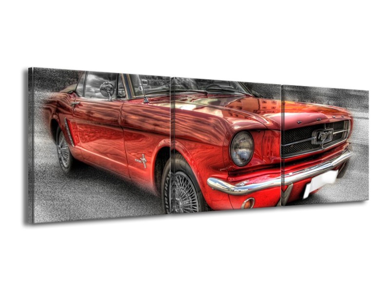 Glas schilderij Mustang | Rood, Zwart | 150x50cm 3Luik
