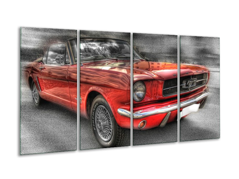 Glas schilderij Mustang | Rood, Zwart | 160x80cm 4Luik