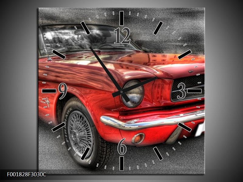 Klok schilderij Mustang | Rood, Zwart | 30x30cm 1Luik