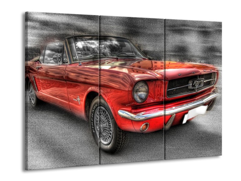 Glas schilderij Mustang | Rood, Zwart | 90x60cm 3Luik