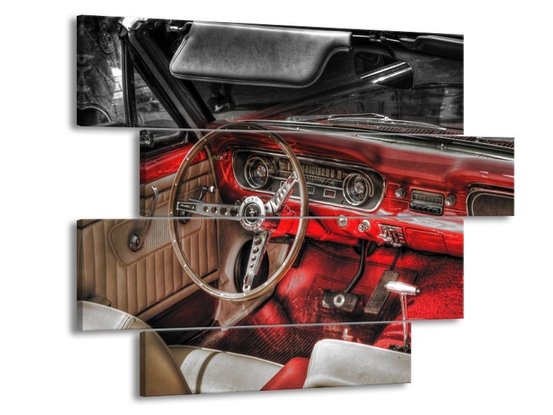 Glas schilderij Mustang | Rood, Zwart | 115x85cm 4Luik