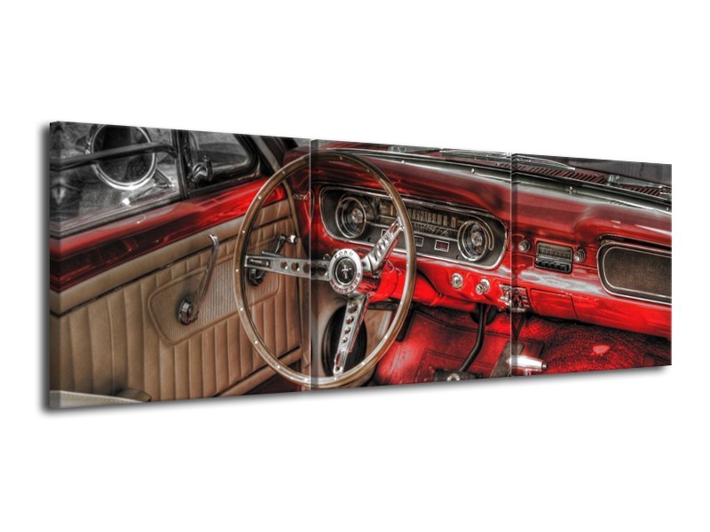 Glas schilderij Mustang | Rood, Zwart | 120x40cm 3Luik