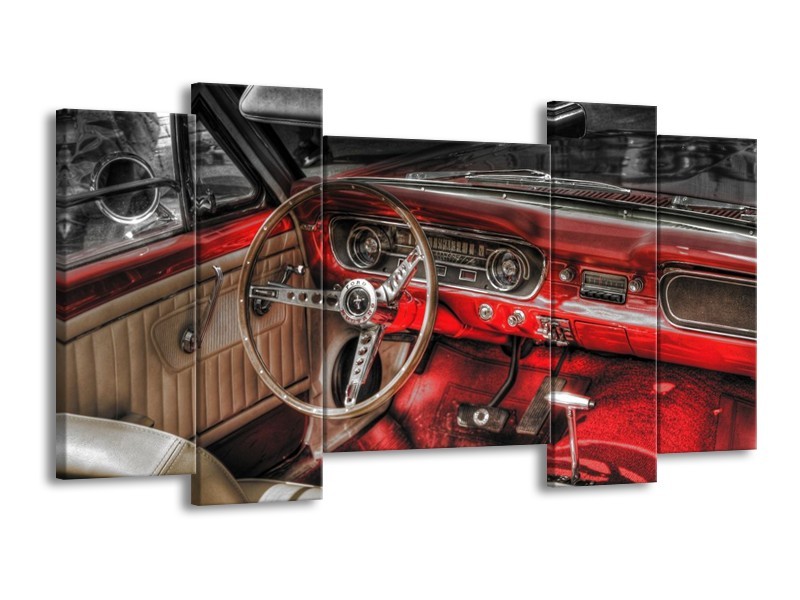 Glas schilderij Mustang | Rood, Zwart | 120x65cm 5Luik