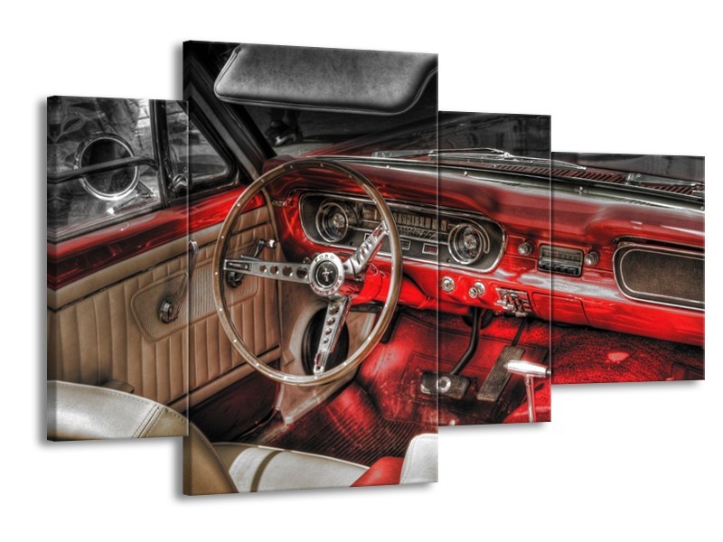 Glas schilderij Mustang | Rood, Zwart | 120x75cm 4Luik