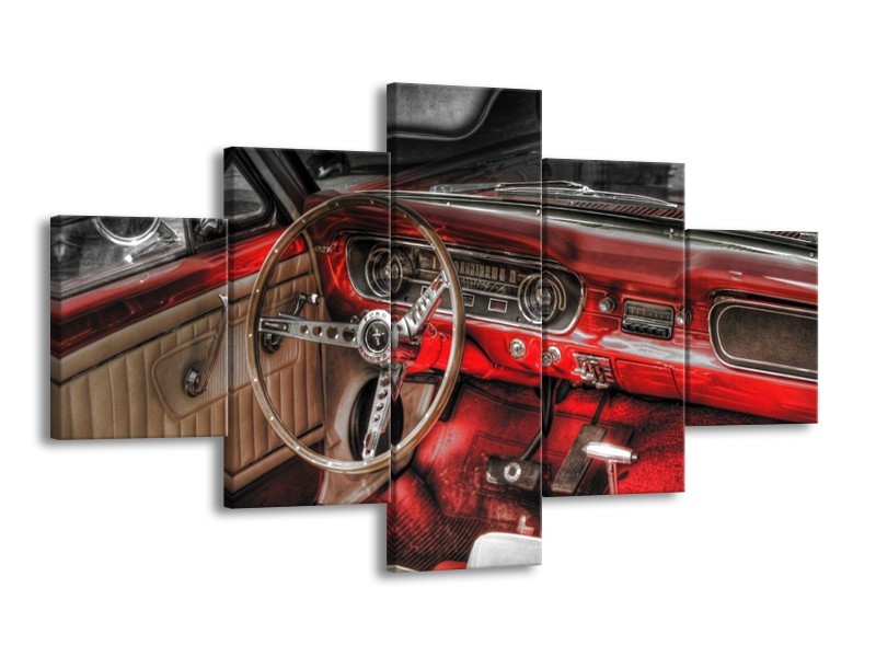 Glas schilderij Mustang | Rood, Zwart | 125x70cm 5Luik