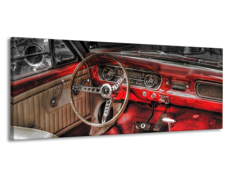 Glas schilderij Mustang | Rood, Zwart | 145x58cm 1Luik