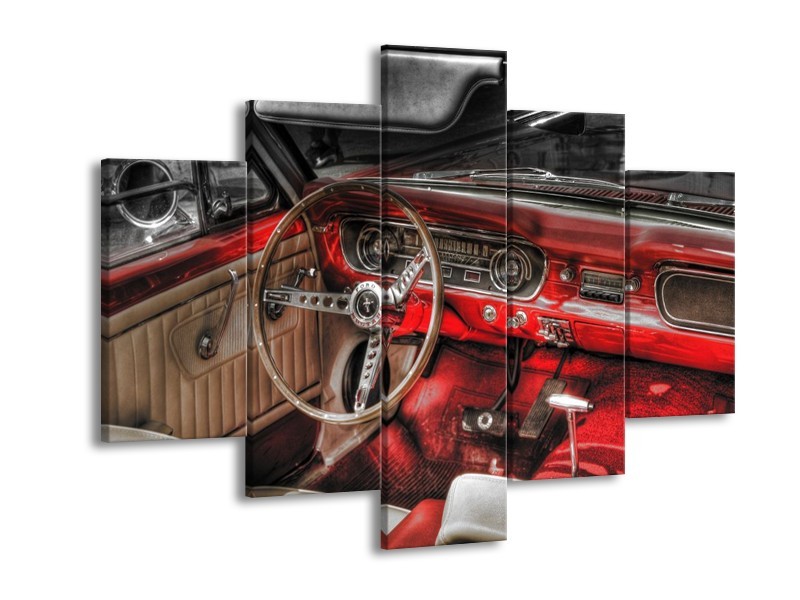 Glas schilderij Mustang | Rood, Zwart | 150x105cm 5Luik