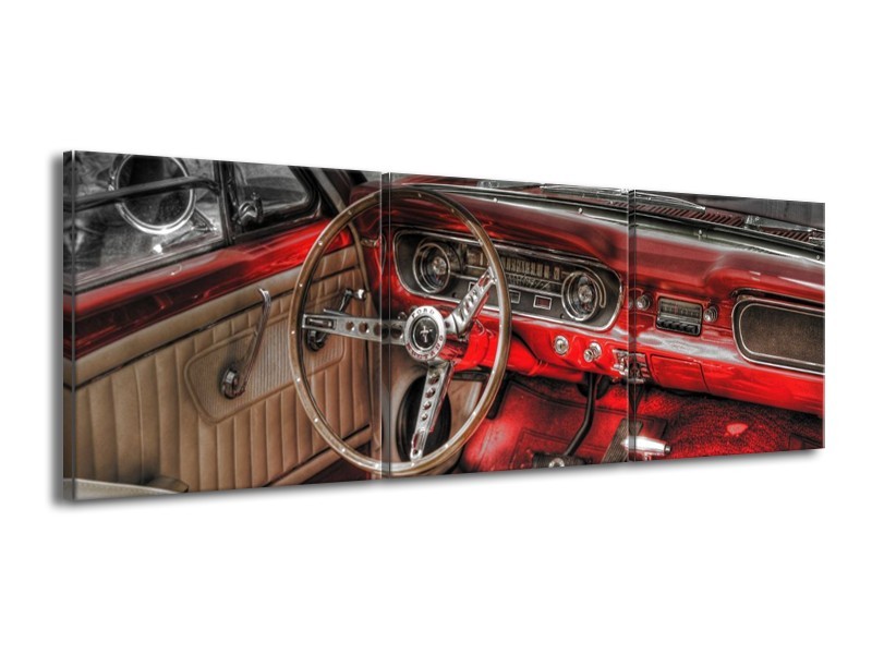 Glas schilderij Mustang | Rood, Zwart | 150x50cm 3Luik