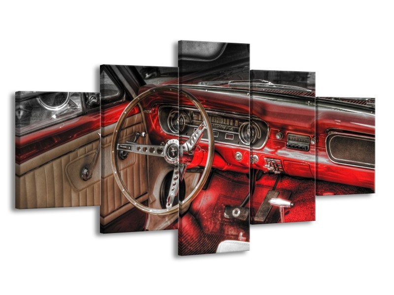 Glas schilderij Mustang | Rood, Zwart | 150x80cm 5Luik