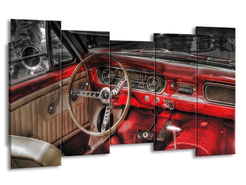 Glas schilderij Mustang | Rood, Zwart | 150x80cm 5Luik