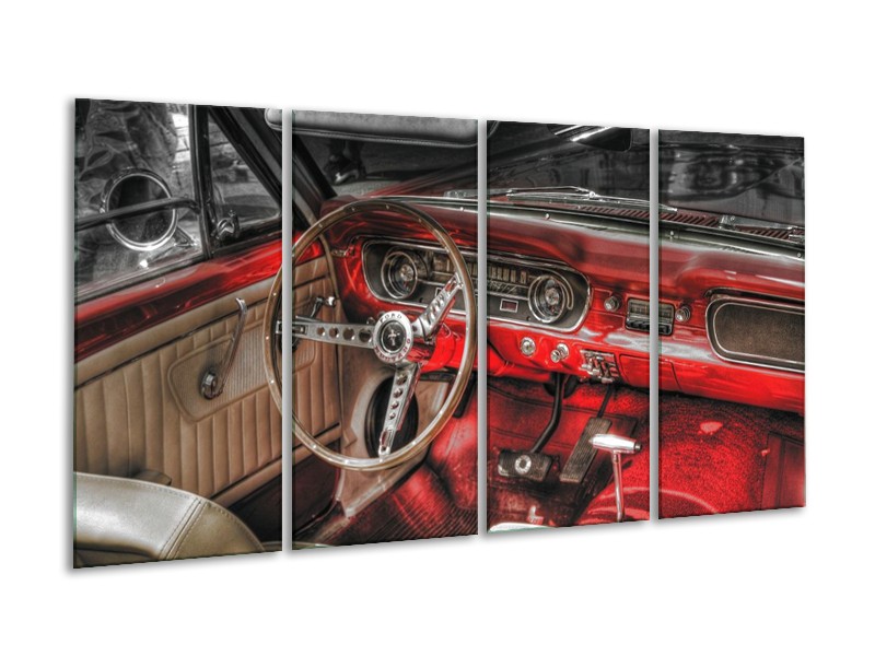 Glas schilderij Mustang | Rood, Zwart | 160x80cm 4Luik