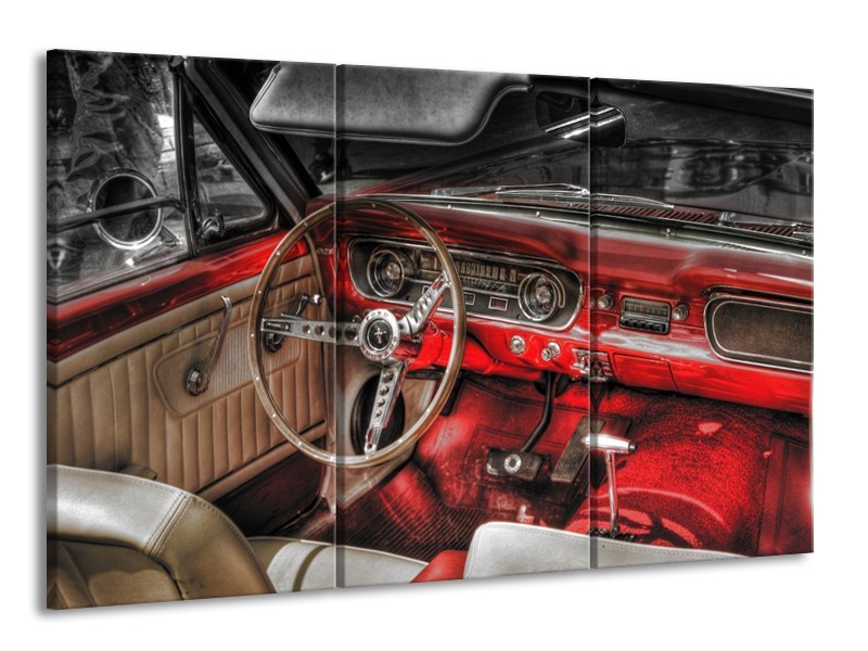 Glas schilderij Mustang | Rood, Zwart | 165x100cm 3Luik