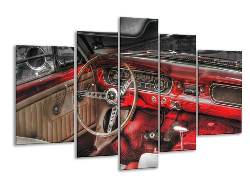 Glas schilderij Mustang | Rood, Zwart | 170x100cm 5Luik