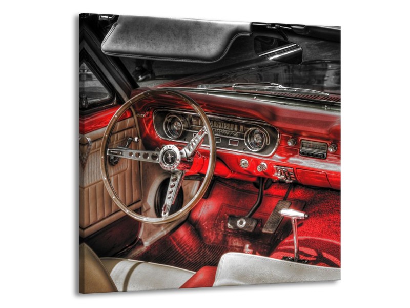 Glas schilderij Mustang | Rood, Zwart | 50x50cm 1Luik