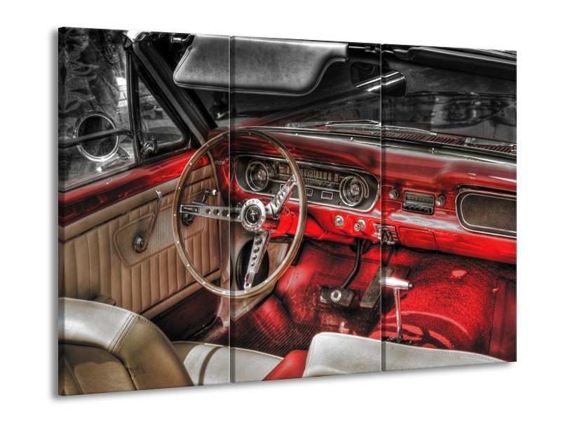 Glas schilderij Mustang | Rood, Zwart | 90x60cm 3Luik
