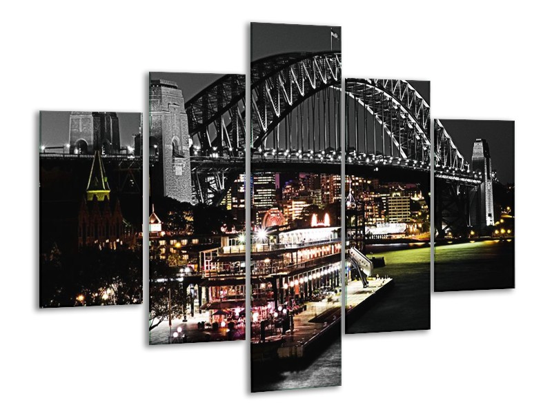 Glas schilderij Brug | Zwart, Groen, Wit | 100x70cm 5Luik