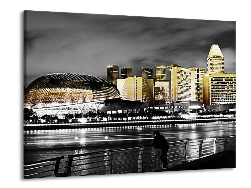 Canvas schilderij Stad | Zwart, Wit, Geel | 100x70cm 1Luik