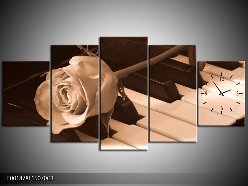 Klok schilderij Roos | Sepia, Bruin | 150x70cm 5Luik