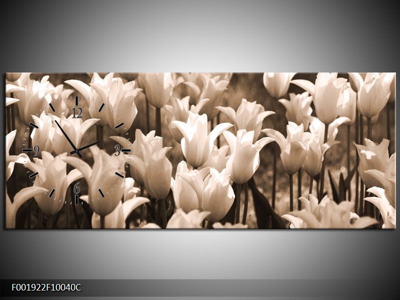 Klok schilderij Tulpen | Sepia, Bruin | 100x40cm 1Luik