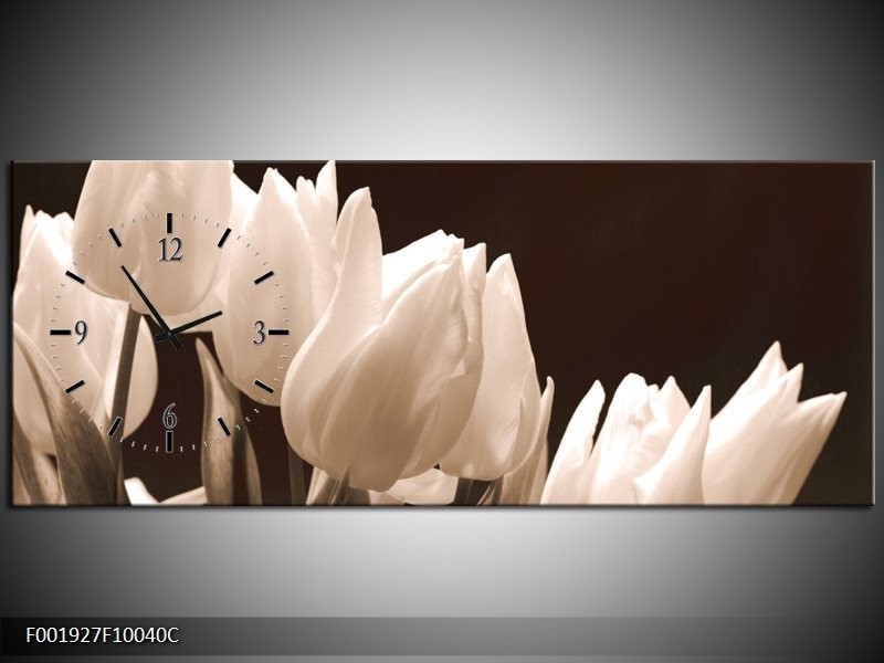Klok schilderij Tulp | Sepia | 100x40cm 1Luik