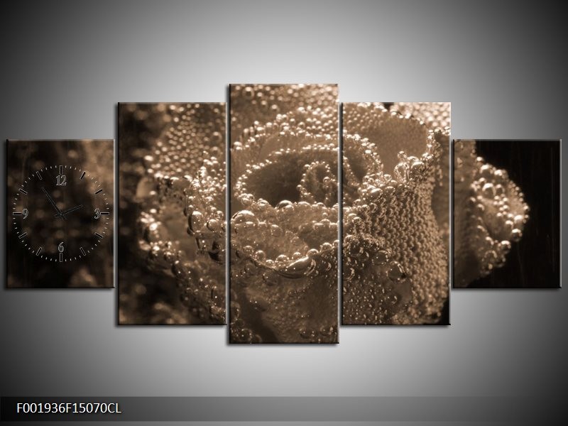 Klok schilderij Roos | Sepia, Bruin | 150x70cm 5Luik