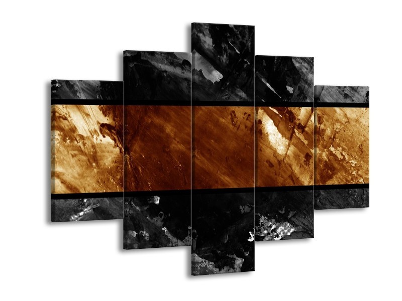 Canvas schilderij Abstract | Sepia, Bruin | 150x105cm 5Luik