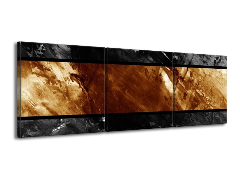 Canvas schilderij Abstract | Sepia, Bruin | 150x50cm 3Luik