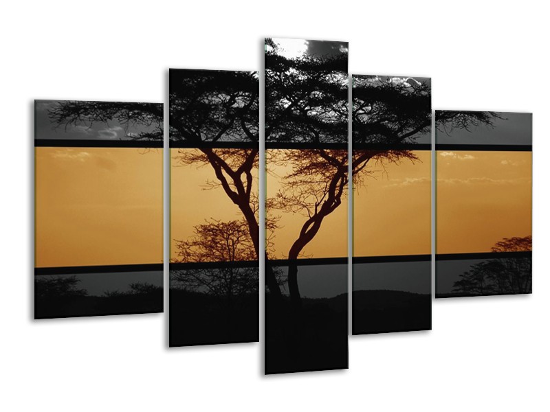 Glas schilderij Boom | Sepia, Bruin | 170x100cm 5Luik