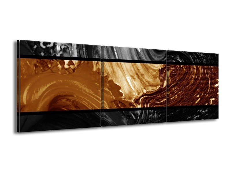 Canvas schilderij Abstract | Sepia, Bruin | 150x50cm 3Luik
