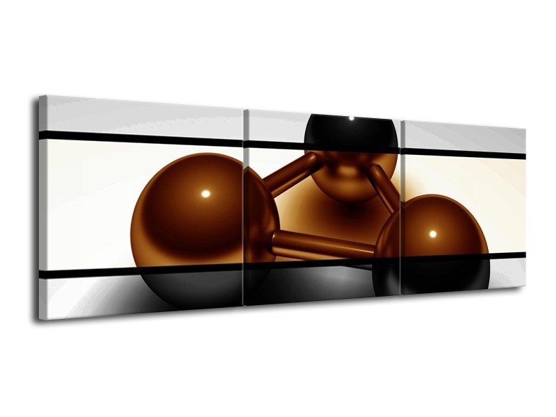 Glas schilderij Ballen | Sepia, Bruin | 120x40cm 3Luik