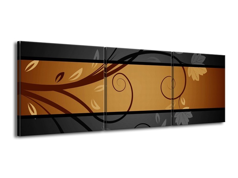 Canvas schilderij Abstract | Sepia, Bruin | 150x50cm 3Luik