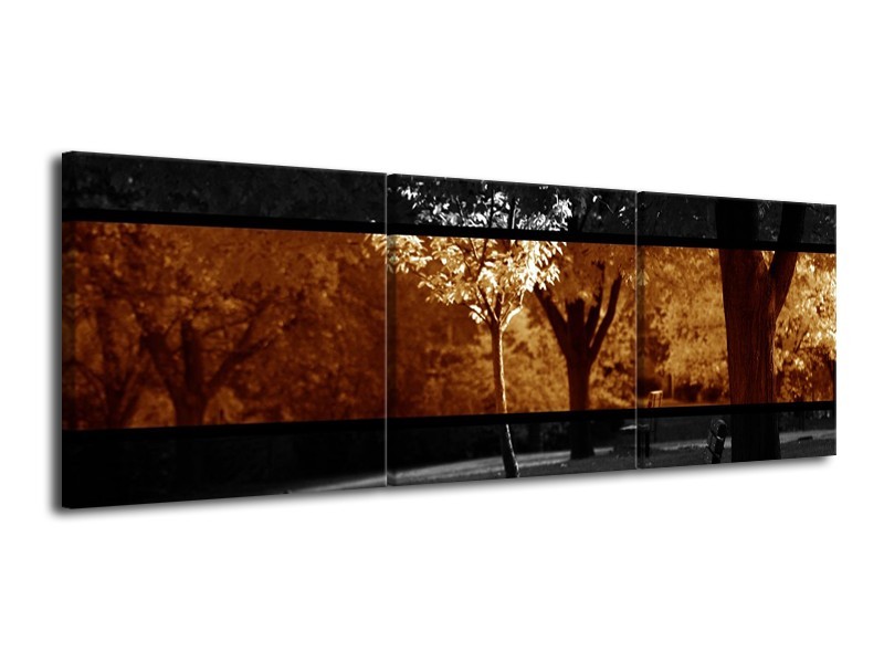 Canvas schilderij Landschap | Sepia, Bruin | 120x40cm 3Luik