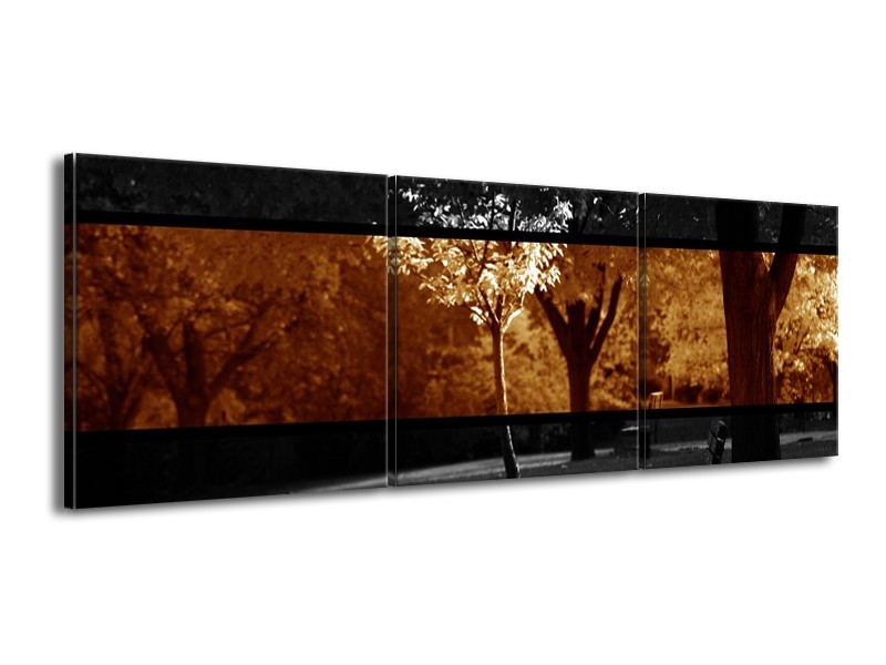 Canvas schilderij Landschap | Sepia, Bruin | 150x50cm 3Luik