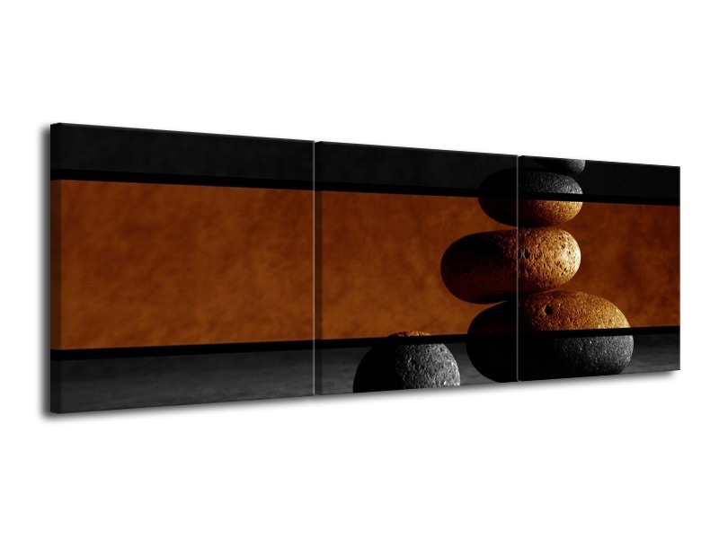 Glas schilderij Stenen | Sepia, Bruin | 120x40cm 3Luik