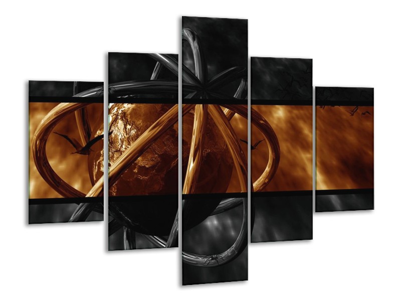 Canvas schilderij Wereld | Sepia, Bruin | 100x70cm 5Luik