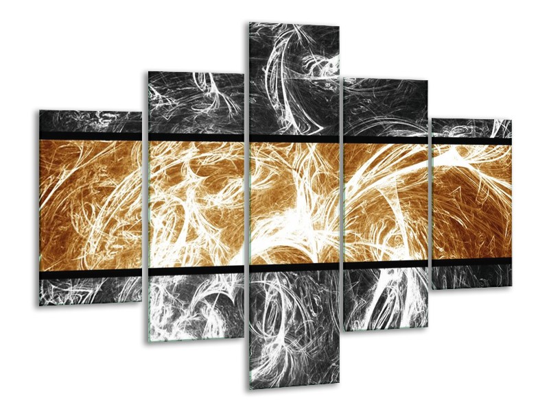Canvas schilderij Abstract | Sepia, Bruin | 100x70cm 5Luik