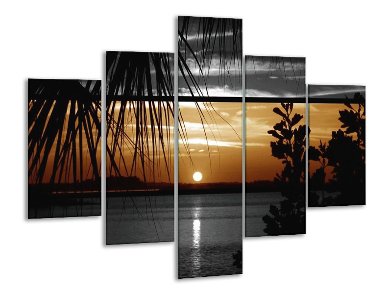 Glas schilderij Zonsondergang | Sepia, Bruin | 100x70cm 5Luik