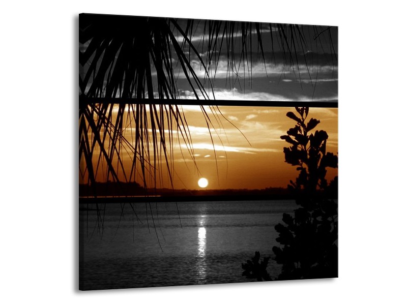 Canvas schilderij Zonsondergang | Sepia, Bruin | 50x50cm 1Luik