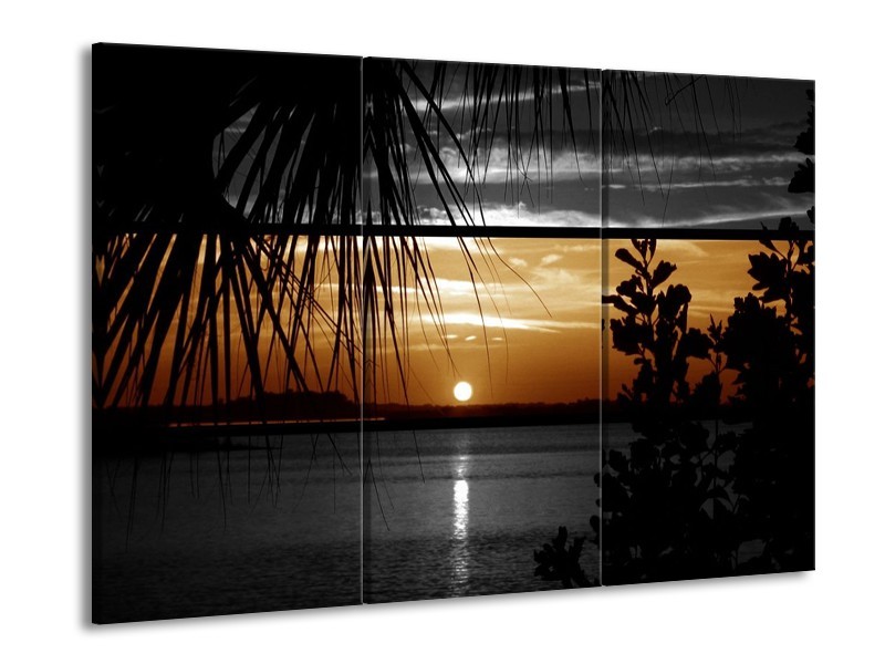 Glas schilderij Zonsondergang | Sepia, Bruin | 90x60cm 3Luik