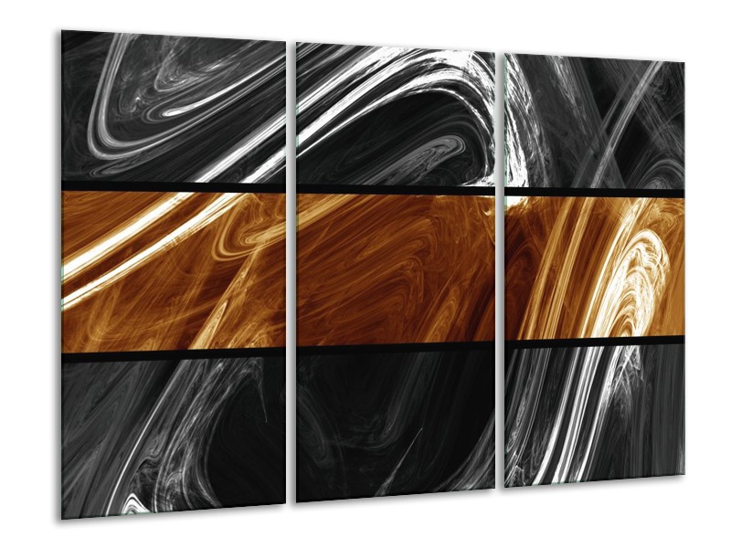 Canvas schilderij Abstract | Sepia, Bruin | 120x80cm 3Luik
