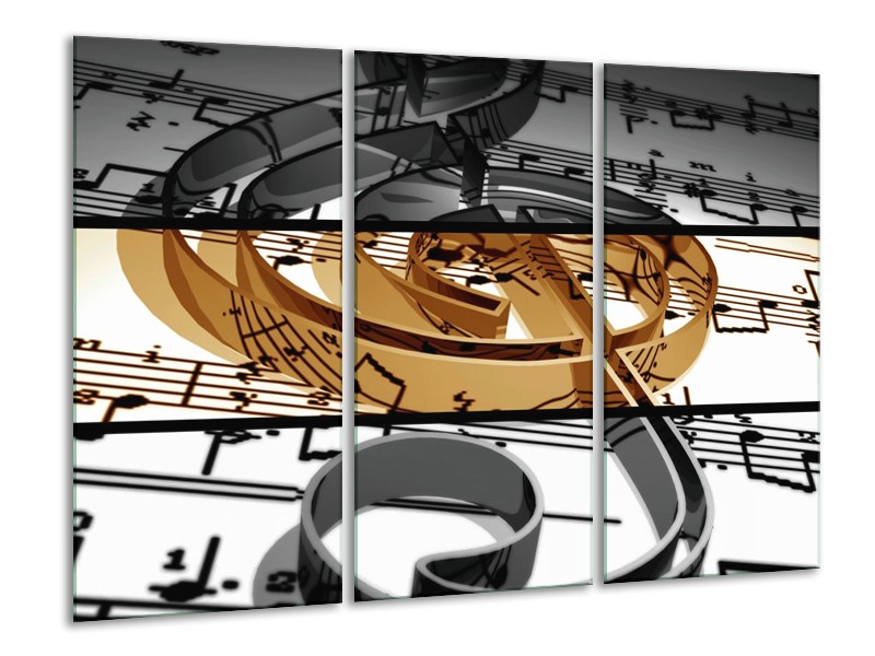 Canvas schilderij Muziek | Sepia, Bruin | 120x80cm 3Luik