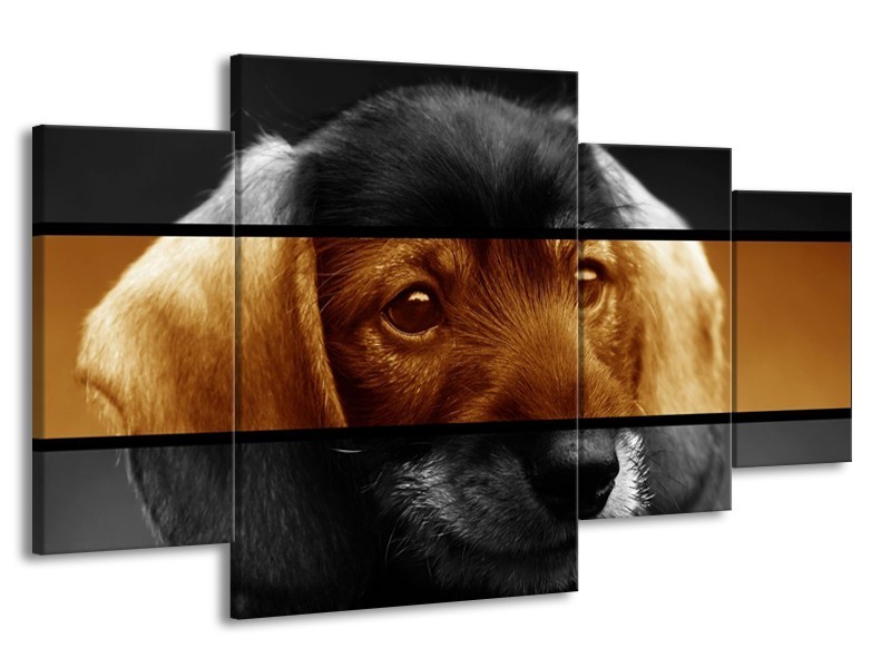 Glas schilderij Hond | Sepia, Bruin | 160x90cm 4Luik