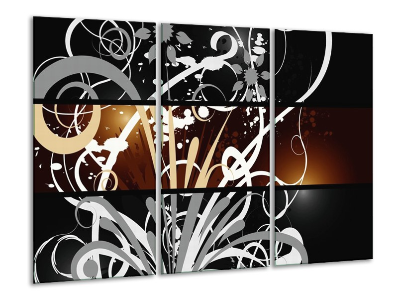 Canvas schilderij Abstract | Sepia, Bruin | 120x80cm 3Luik
